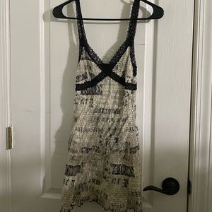 Urban Outfitters FiFi News Print Lace Mini Dress